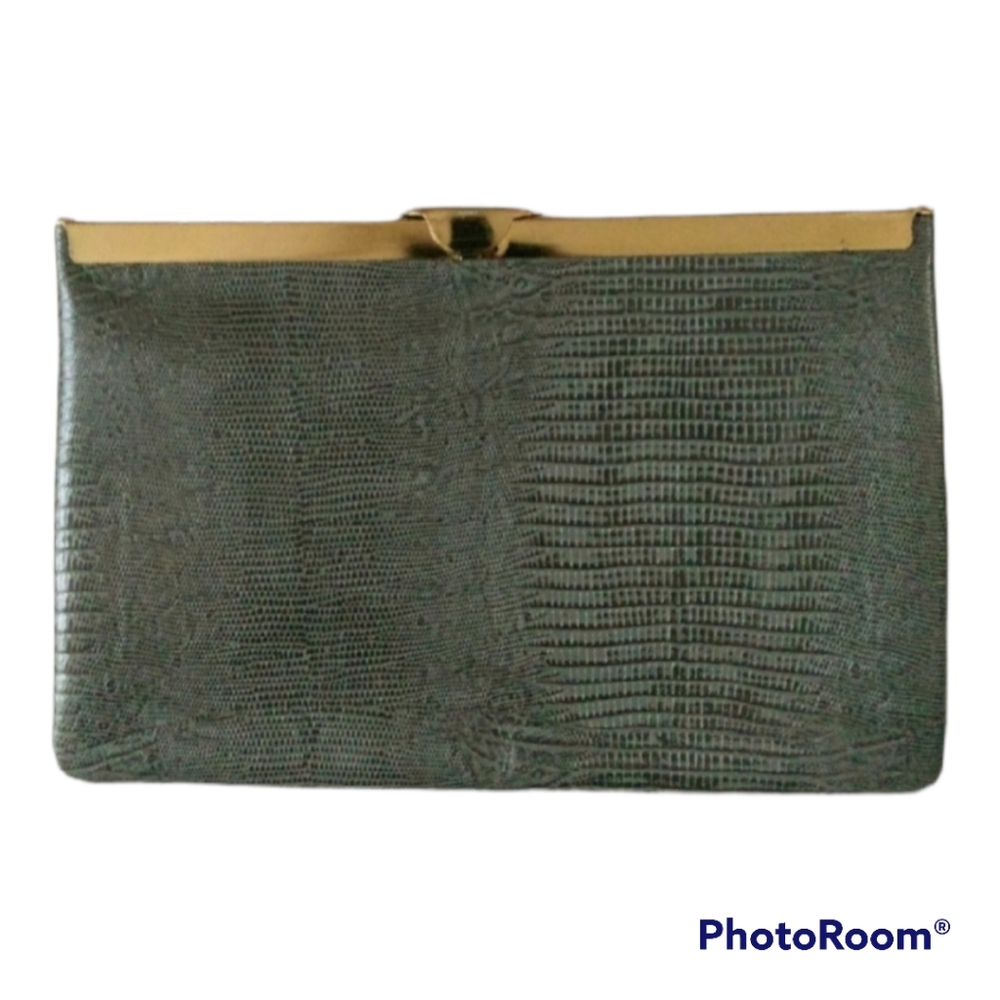 Gray Genuine Leather Clutch